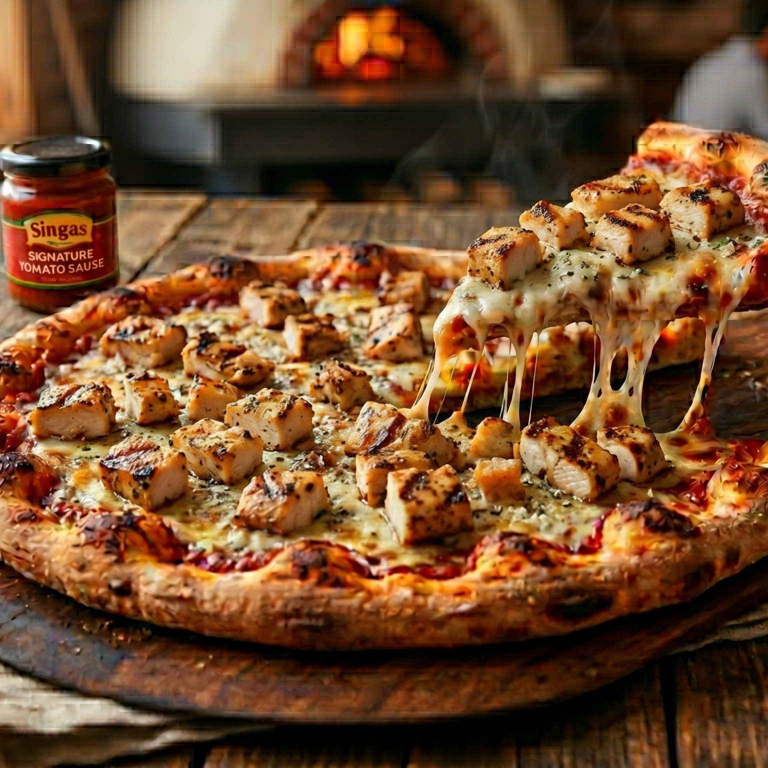 Alfredo Chicken Pizza.