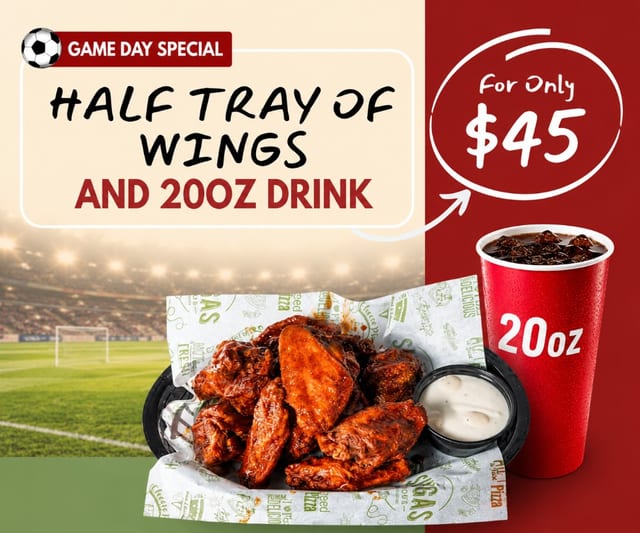 Wings & two 20oz drinks