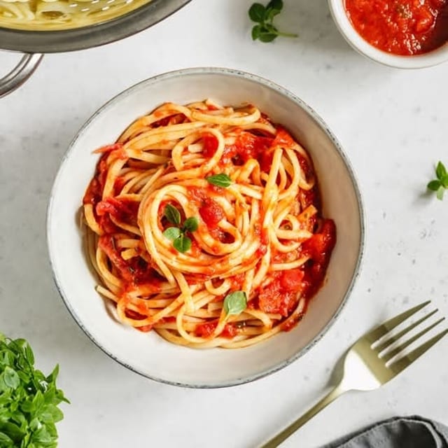 Ziti Home Style with Marinara Sauce.