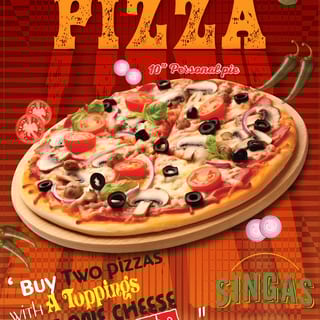 Buy 2 Pizza W/ Toppings get 1 Cheese Pizza Free