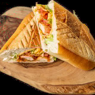 Chicken Bacon Ranch sandwich with fries