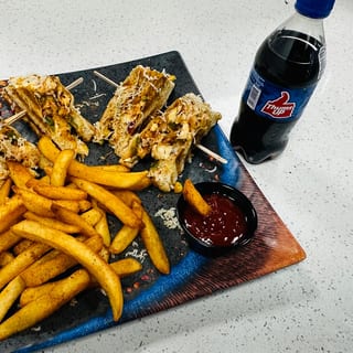 Veg Club Sandwich with Fries