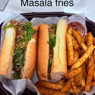 Chicken Kheema Cheesesteak with Fries