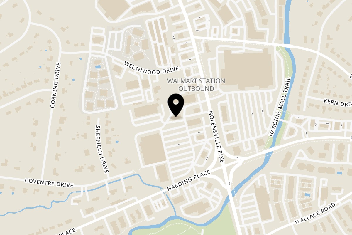 Map showing the location of Singas Famous Pizza Nashville on 4047 Nolensville Pk in Nashville