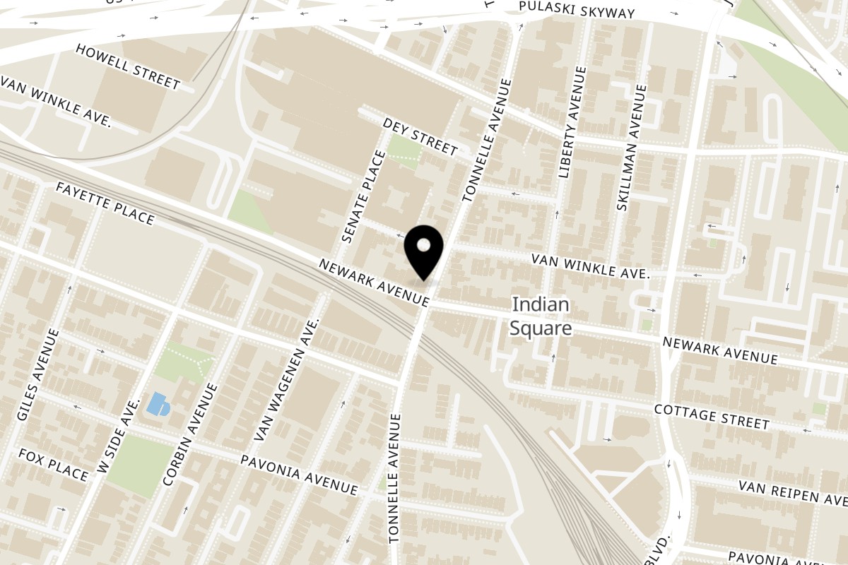 Map showing the location of Singas Famous Pizza Jersey City on 840 Newark Ave in Jersey City