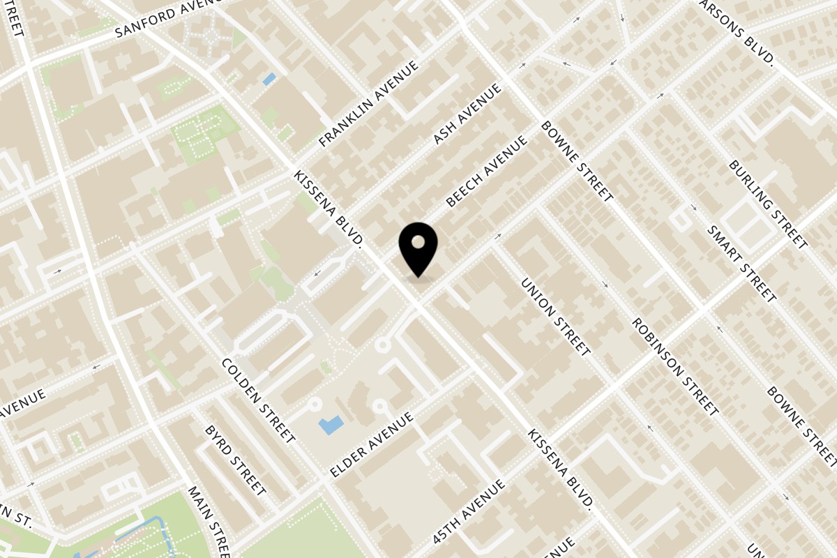 Map showing the location of Singas Famous Pizza Flushing on 43-69 Kissena Blvd in Flushing